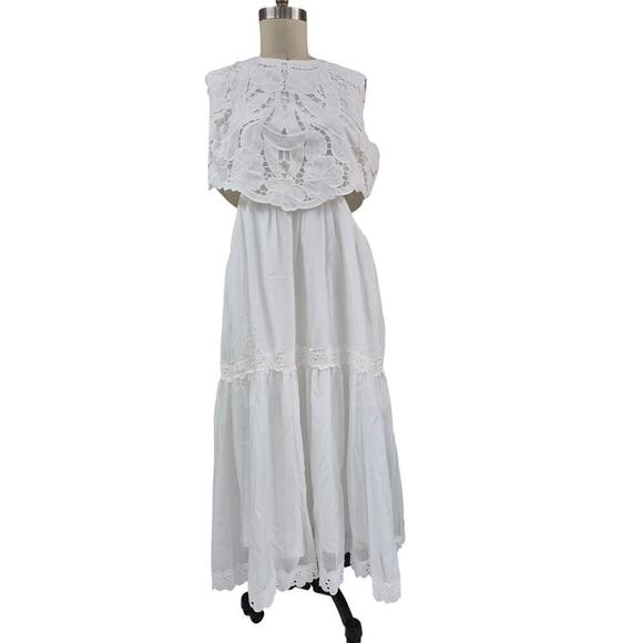 Impressions white Embroidered Maxi dress Sz 1X Wedding Summer Beach Travel NWT - Picture 3 of 9